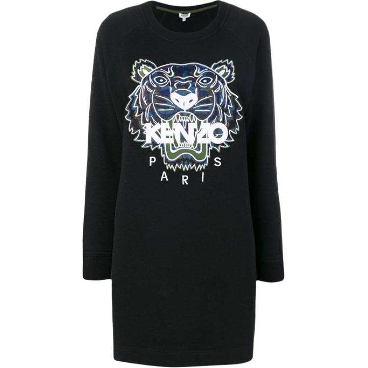 KENZO Long Sleeved Dresses Women's Black Crew Neck Moderate