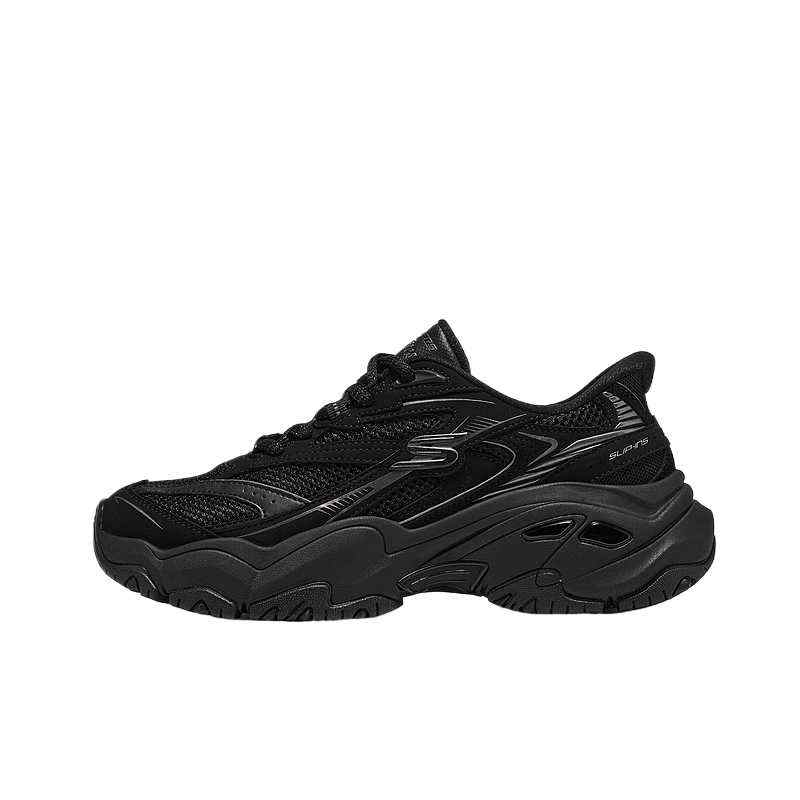Skechers DLITES Chunky Sneakers Women's Low Top All Black