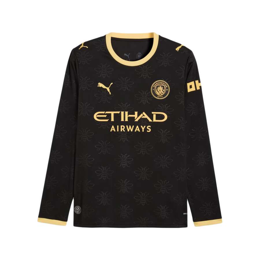 PUMA Manchester City Soccer Jerseys Men's Black Linen Crew Neck Moderate