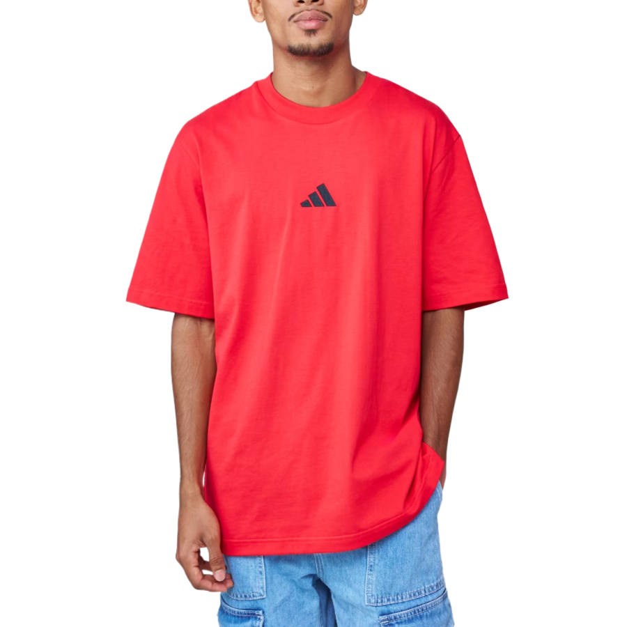 Adidas Adidas T Shirts Unisex Red Crew Neck Moderate Straight Fit