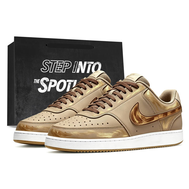 Nike Nike Court Vision Skateboard Shoes Men's Low Top Khaki