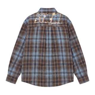 NSTNEW START Shirts Women's Blue Coffee Plaid Lapel Moderate Straight Fit