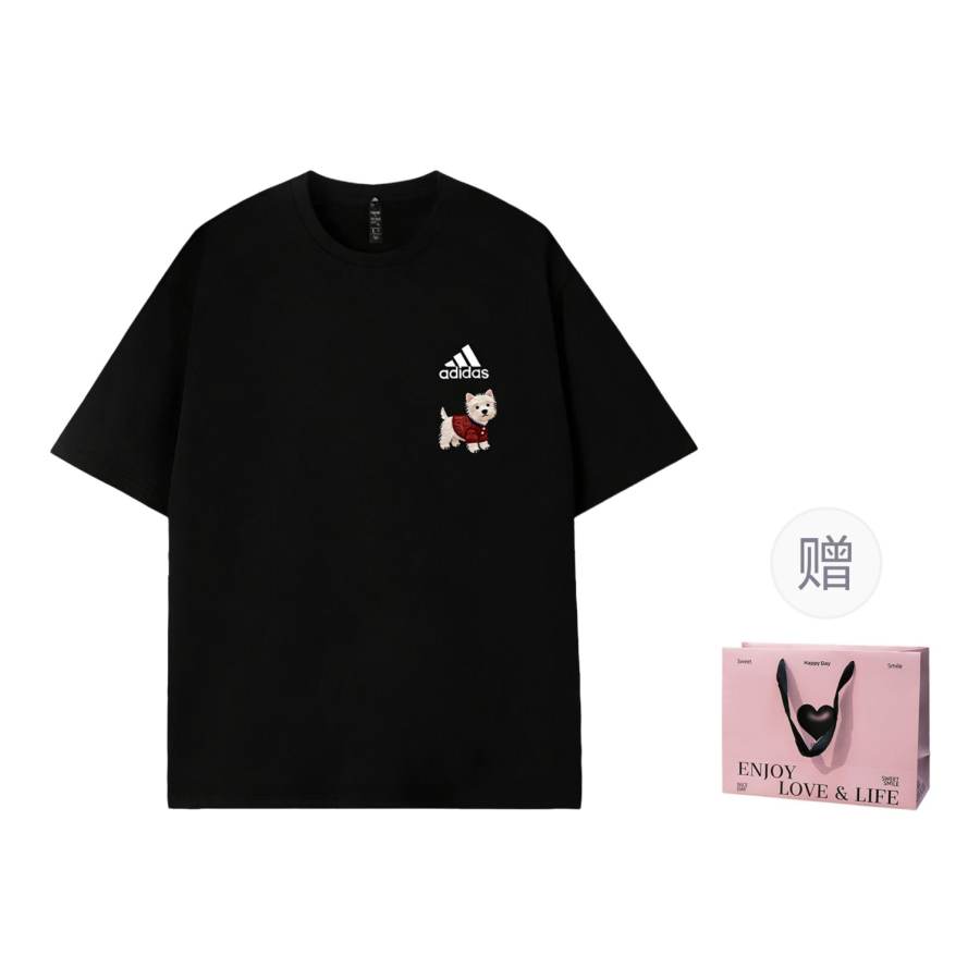 Adidas Adidas MUST HAVES T Shirts Unisex Black Crew Neck Thin Straight Fit