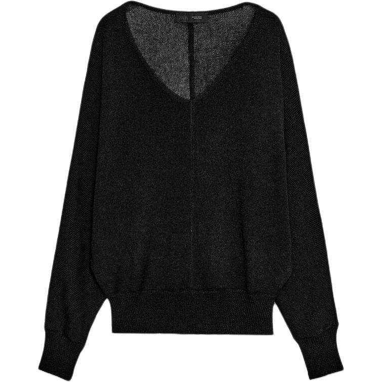 ZARA Knitwear Women's Black V Neck Moderate