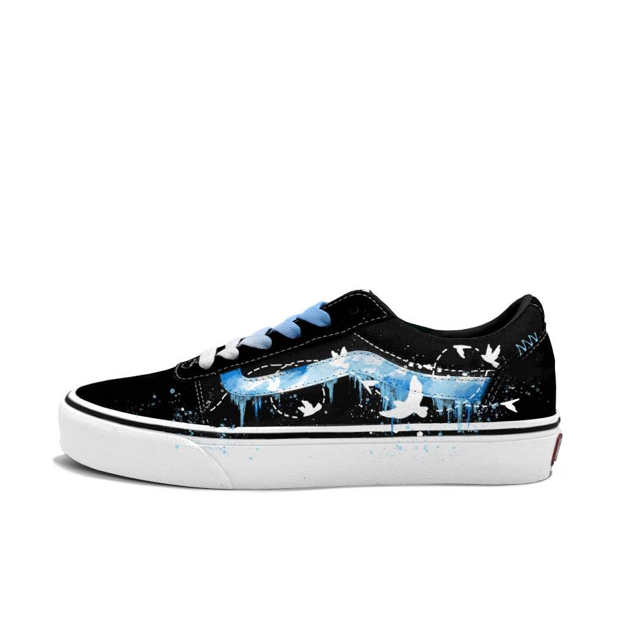 Vans Ward Skateboard Shoes Men's Low Top Black/White/Blue