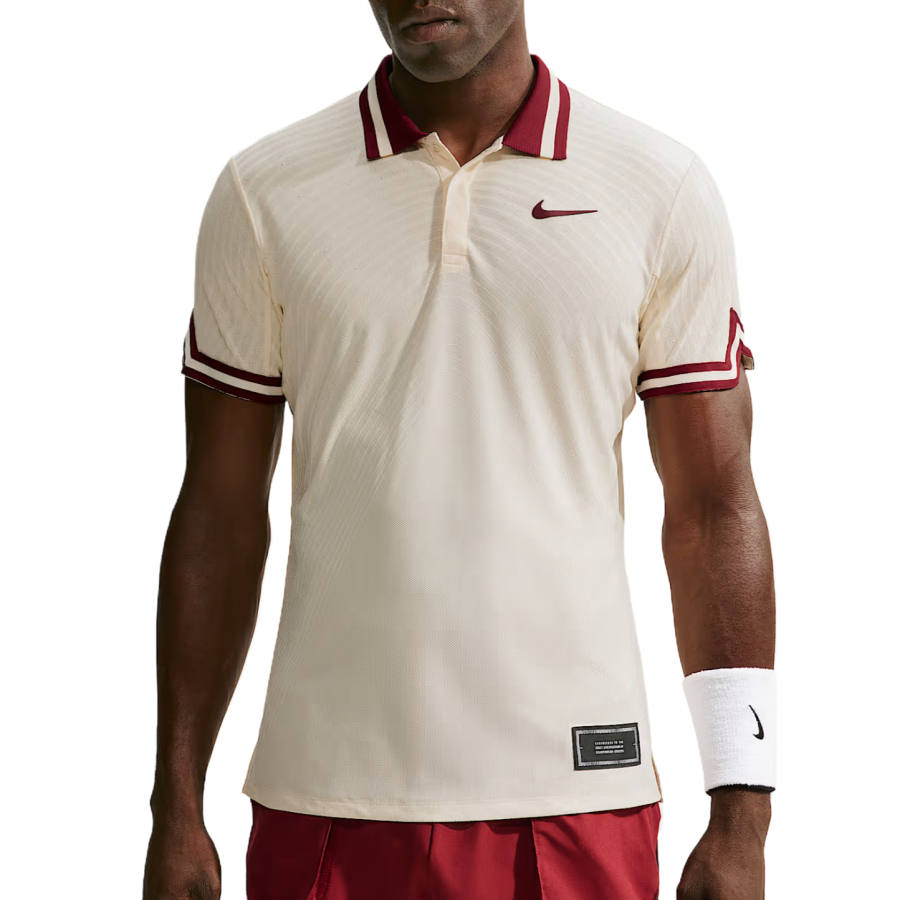 Nike Nike Court Slam Tennis Tops Men's Light Ivory/Team Red Polo Collar Moderate