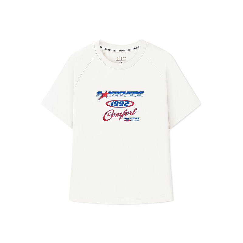 Skechers T Shirts Women's Marshmallow White 0074 Crew Neck Moderate