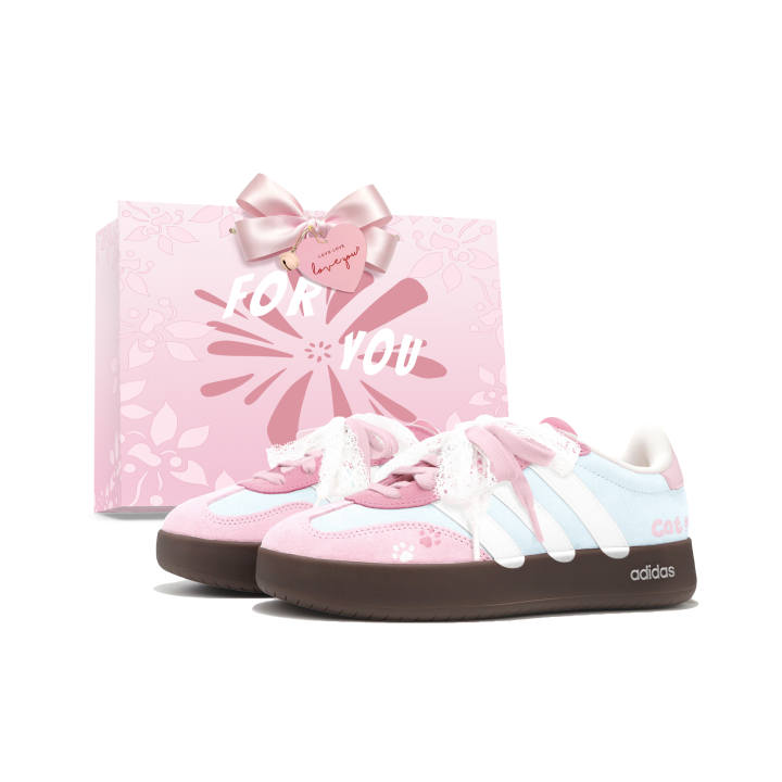 Adidas Adidas BARREDA German Army Trainers Women's Low Top Pink Blue Color Block Patchwork