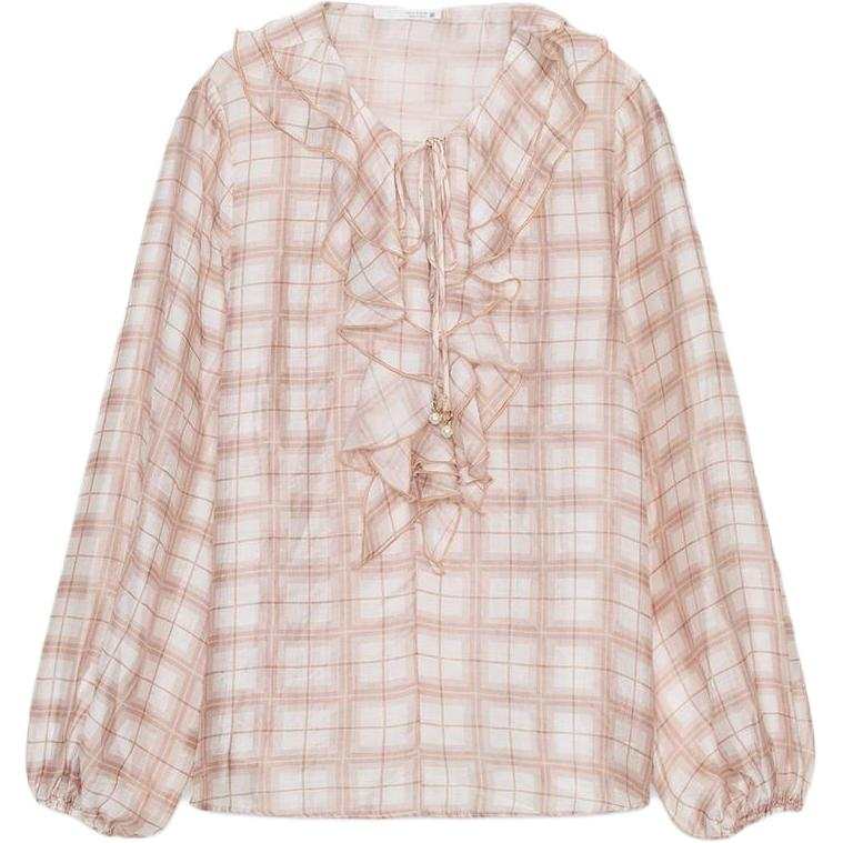 ZARA Shirts Women's Pink V Neck Moderate
