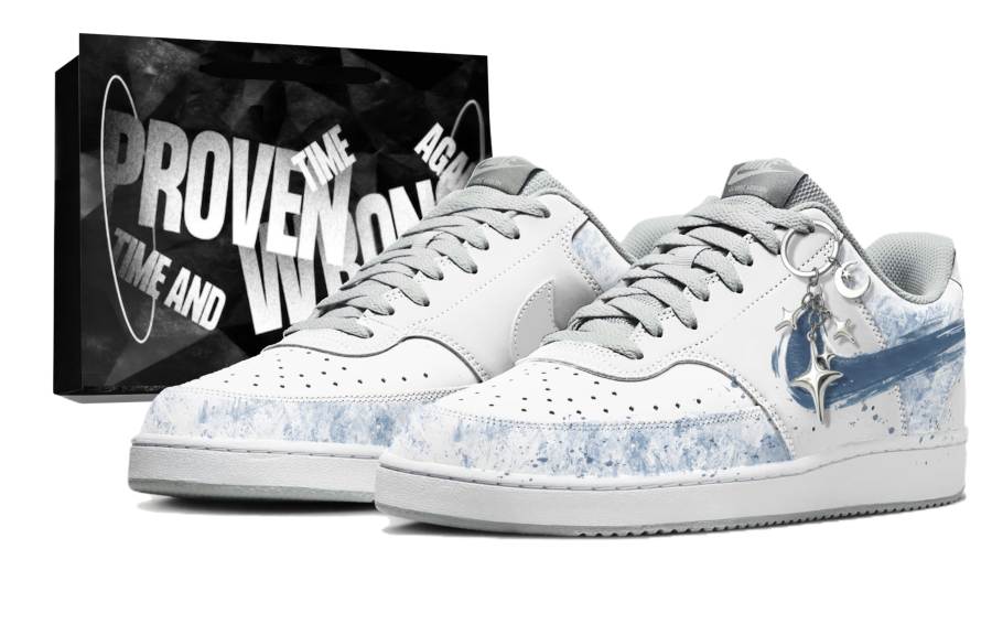 Nike Nike Court Vision Skateboard Shoes Men's Low Top Blue With White Lettering
