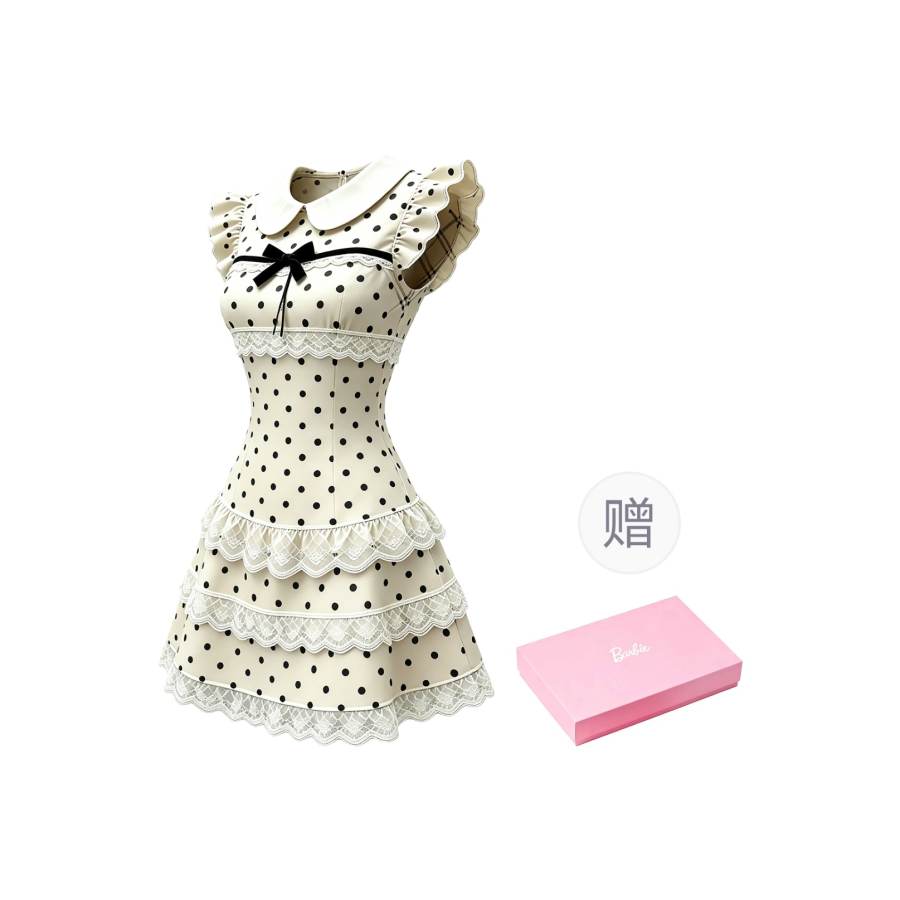 Barbie Sleeveless Dresses Women's Peter Pan Collar Moderate Short Skirt A Line Skirt