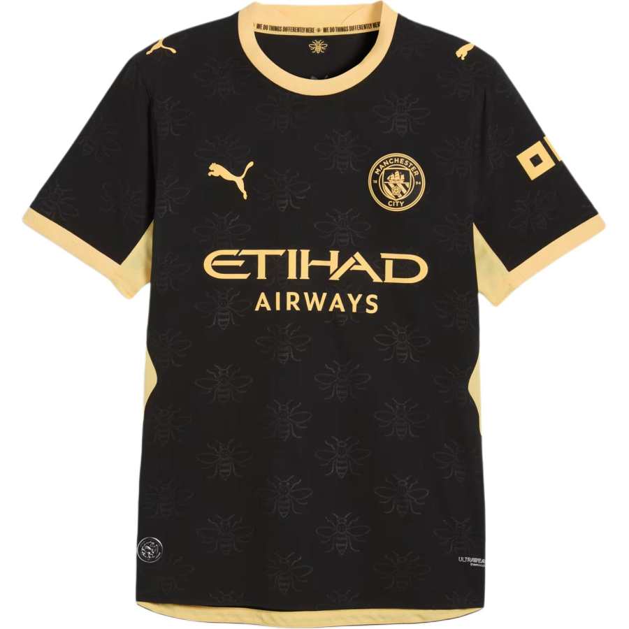PUMA Manchester City Soccer Jerseys Men's Black Linen Crew Neck Moderate