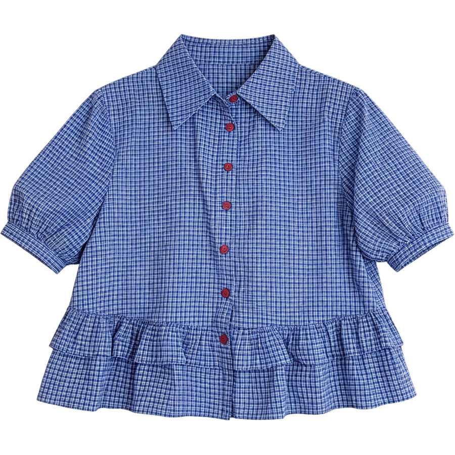 VENICEW Shirts Women's Blue Lapel Thin Shirt