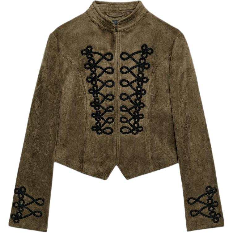 ZARA Jackets Women's Medium Khaki Stand Collar Moderate