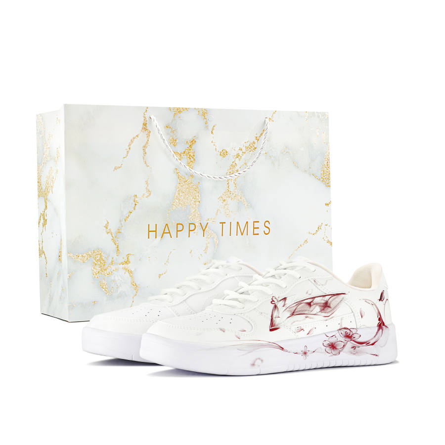 Li-Ning Li Ning Floating Boat Skateboard Shoes Women's Low Top White Red Color Block Chinese Style Colorway