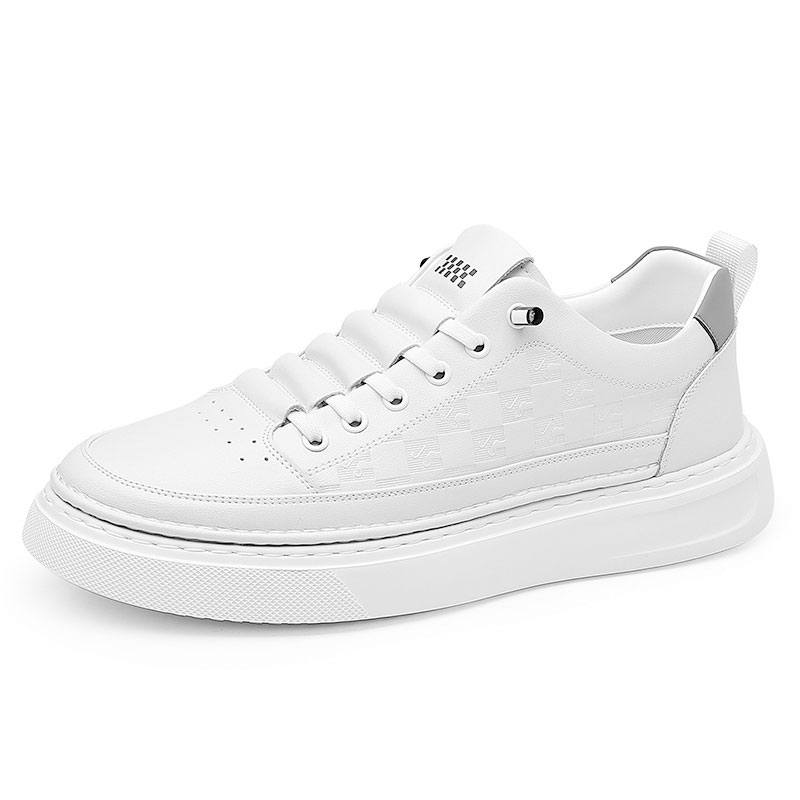 Devanro Devanro Top Grain Cow Leather Slip Resistant And Breathable Low top Skateboard Shoes Men's White