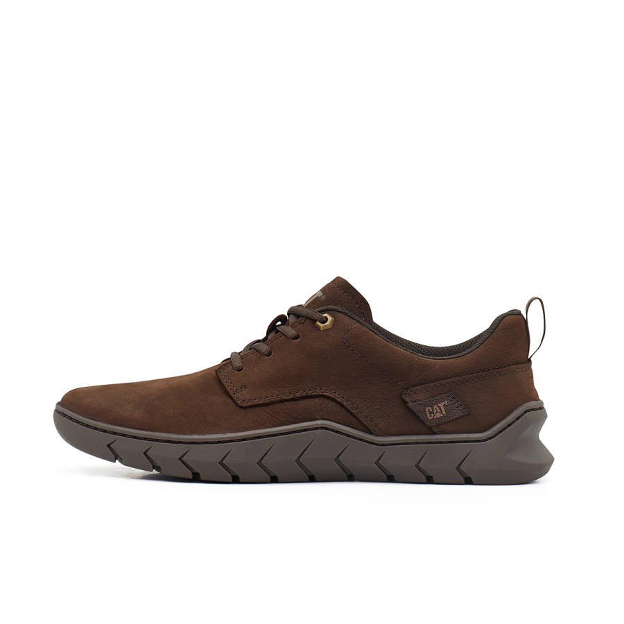 CAT Casual Leather Shoes Men's Low Top Dark Brown/Black