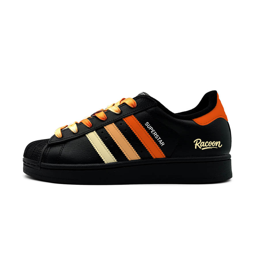Adidas Originals Superstar 2 Skateboard Shoes Women's Low Top White Yellow Orange Tangerine