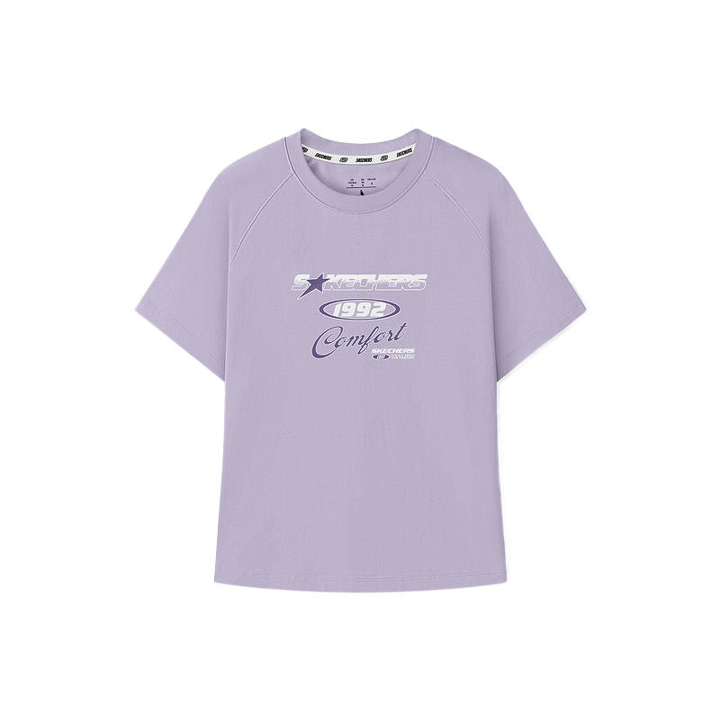 Skechers T Shirts Women's Orchid Purple Crew Neck Moderate