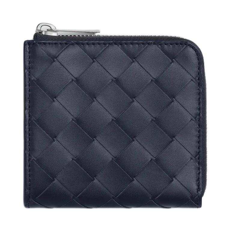 Bottega Veneta Intrecciato Calfskin Wallet Men's Dark Blue & Cypress
