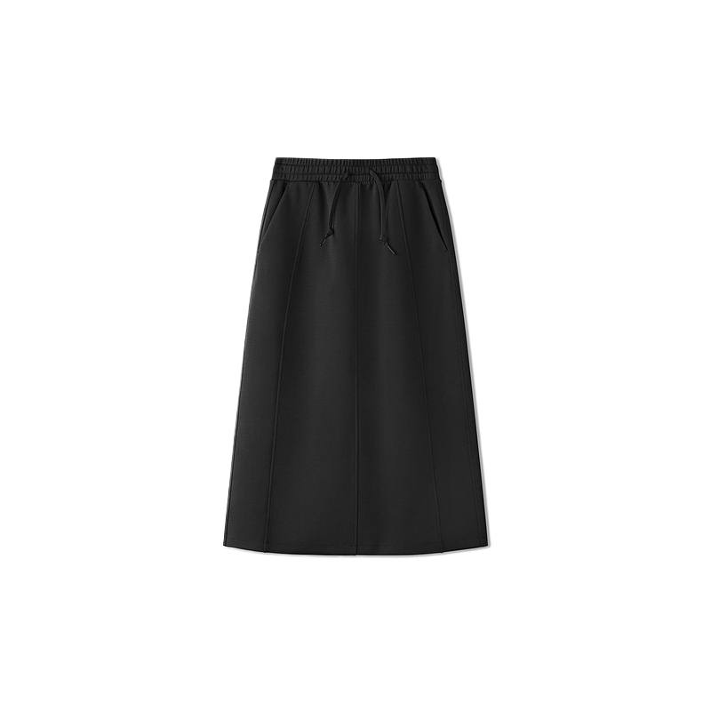Skechers Knit Long Skirts Women's Carbon Black 0018 Moderate Midi Skirt