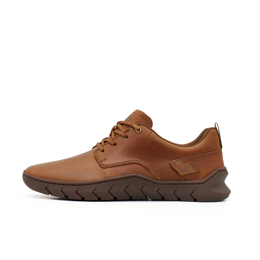 CAT Casual Leather Shoes Men's Low Top Dark Brown/Black