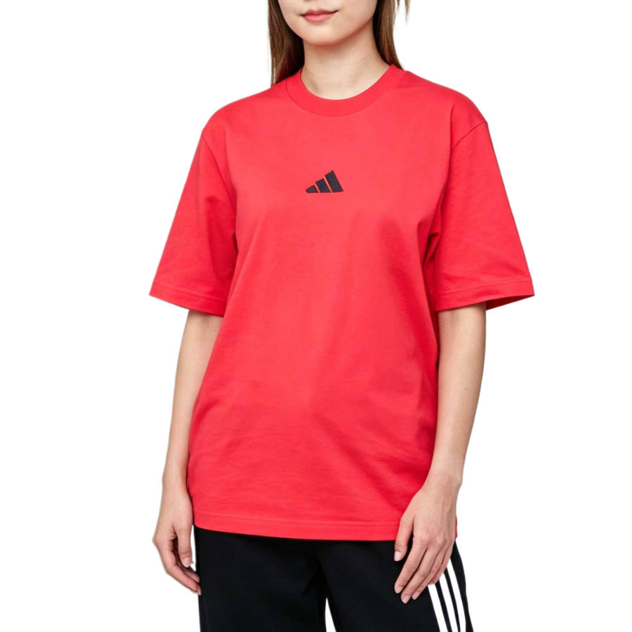 Adidas Adidas T Shirts Unisex Red Crew Neck Moderate Straight Fit