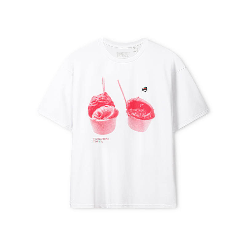 FILA T Shirts Men's Bright White Crew Neck Moderate Straight Fit