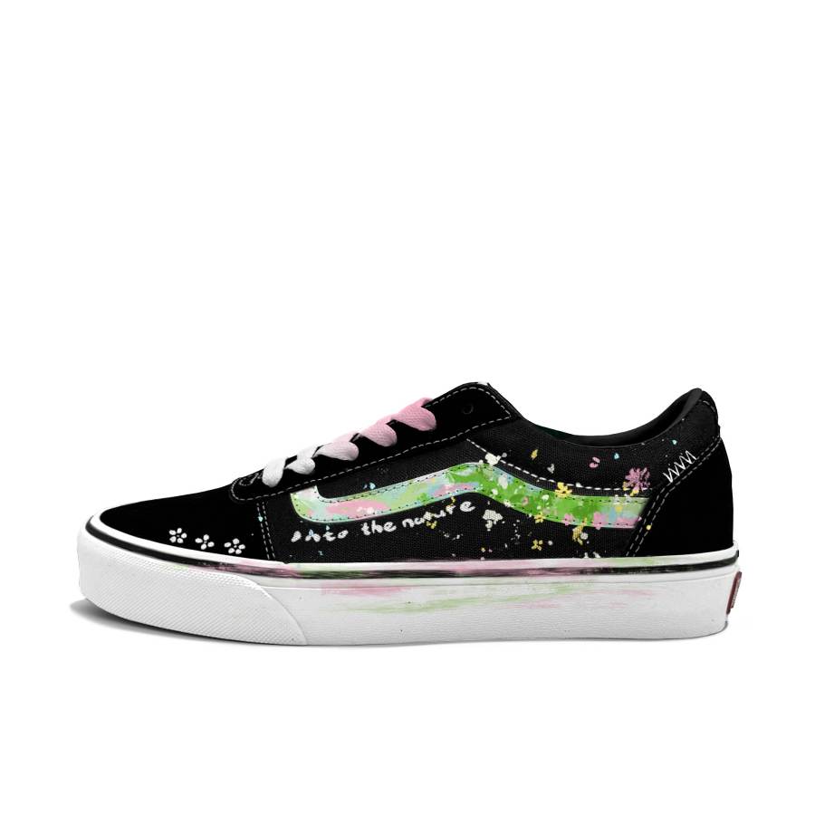 Vans Ward Skateboard Shoes Men's Low Top Black/Green/Pink