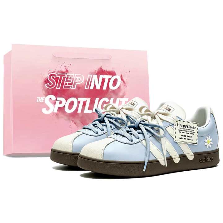 Adidas Adidas VL COURT 2.0 German Army Trainers Unisex Low Top Ecru/Light Blue