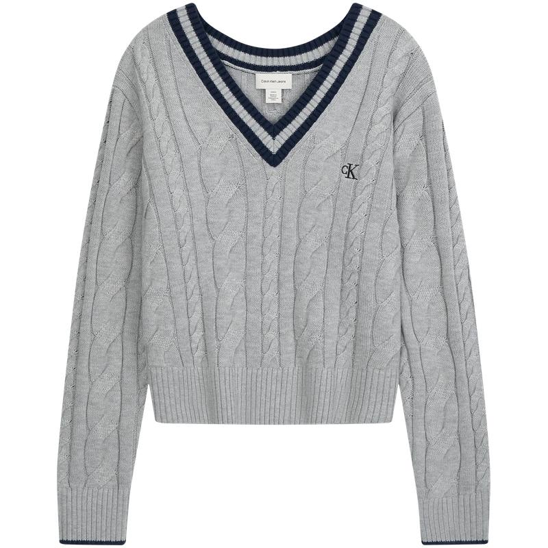 Calvin Klein Sweaters Women's P7A Coconut Gray V Neck Moderate