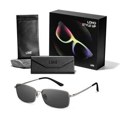 LOHO Square Sunglasses Men's Gunmetal Silver