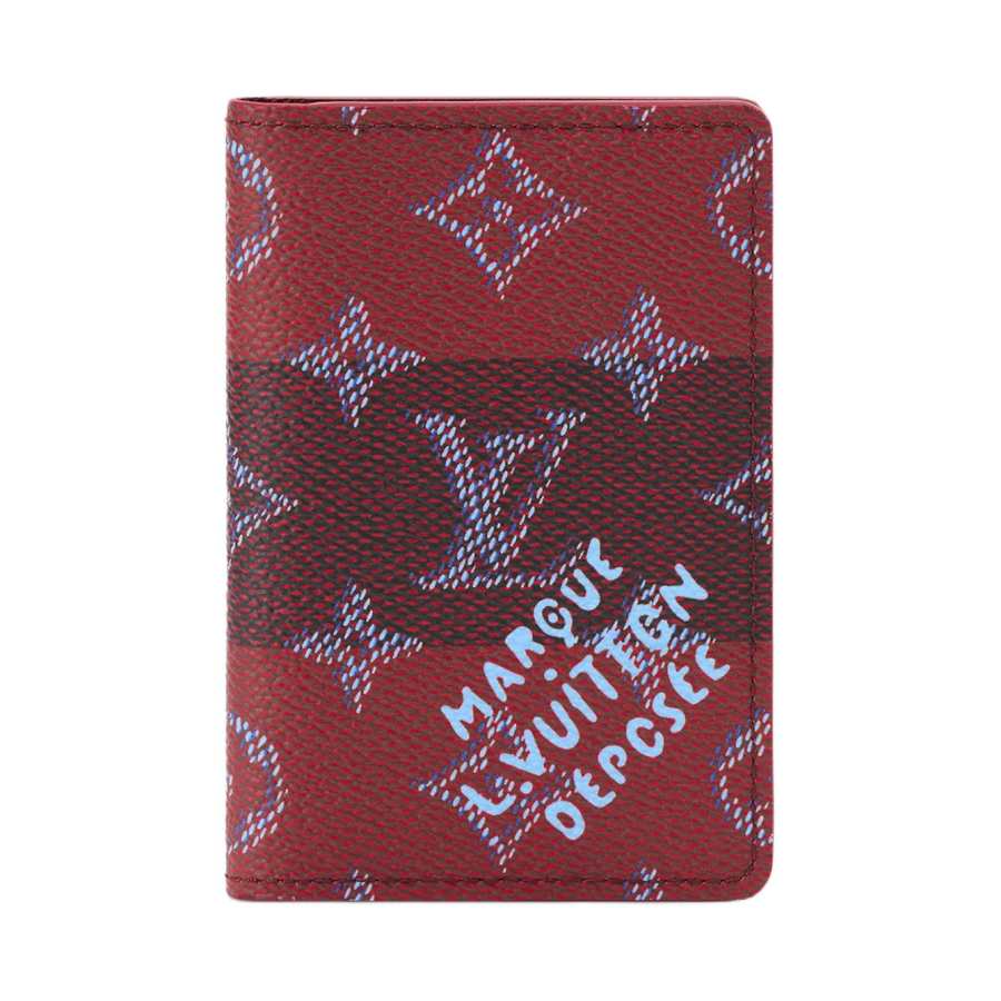 LOUIS VUITTON Pocket Organiser Coated Canvas With Artificial Leather Wallet, Passport Holder Women's Dark Red