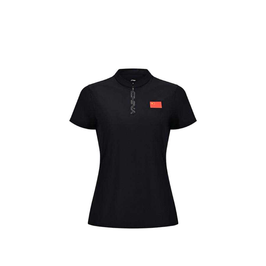 Li-Ning Li Ning Polo Shirts Women's Deep Blue Stand Collar Moderate Straight Fit
