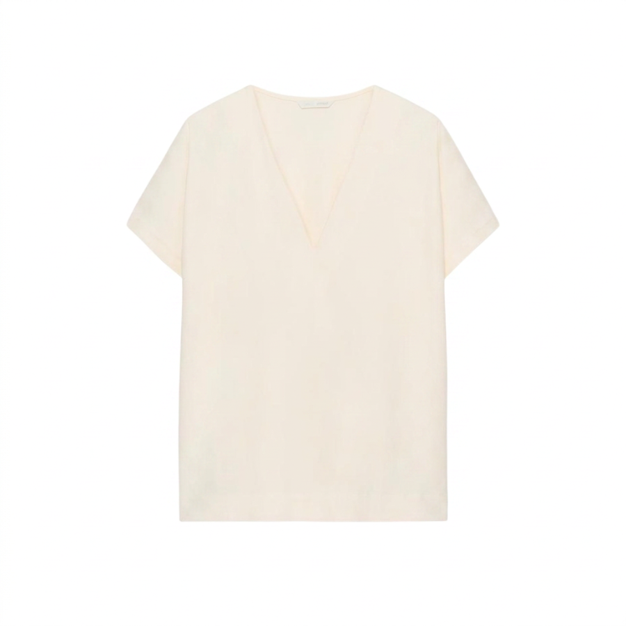 ZARA T Shirts Women's White V Neck