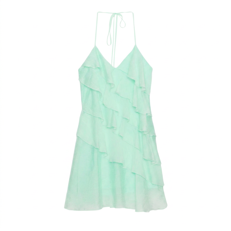 ZARA Slip Dresses Women's Light Mint Color Moderate Short Skirt