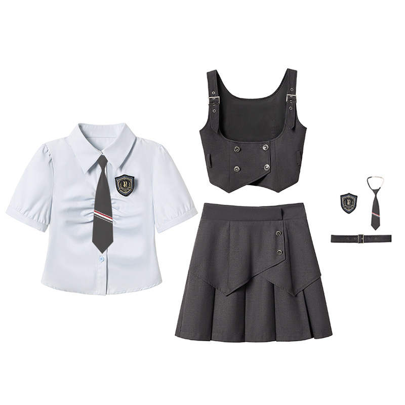 FABRIC PIG Uniforms Women's Lapel Thin Short Skirt