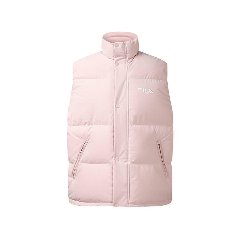 FILA Down Vests Unisex Bare Pink Stand Collar Moderate Straight Fit