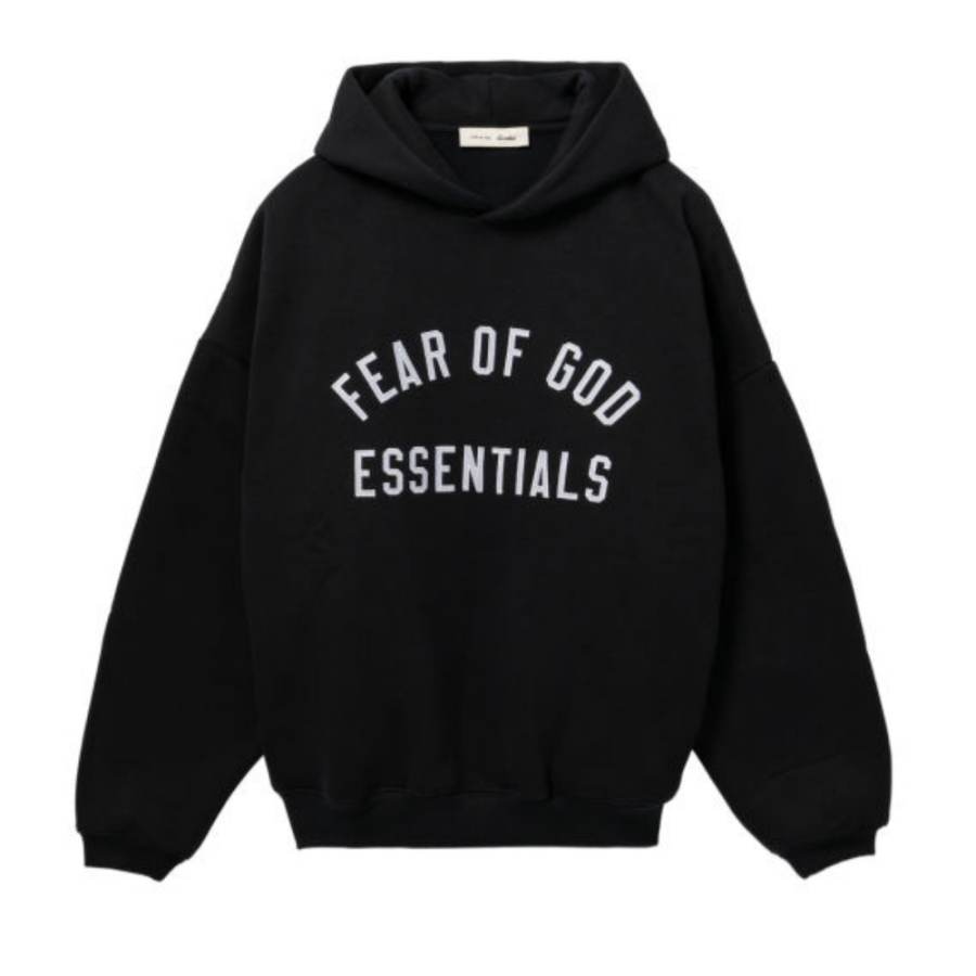 Fear Of God Essentials Sweatshirts Men's Black Hooded Non Detachable Thickened Straight Fit