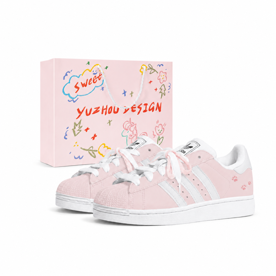 Adidas Originals Superstar 2 Skateboard Shoes Women's Low Top Pink & White