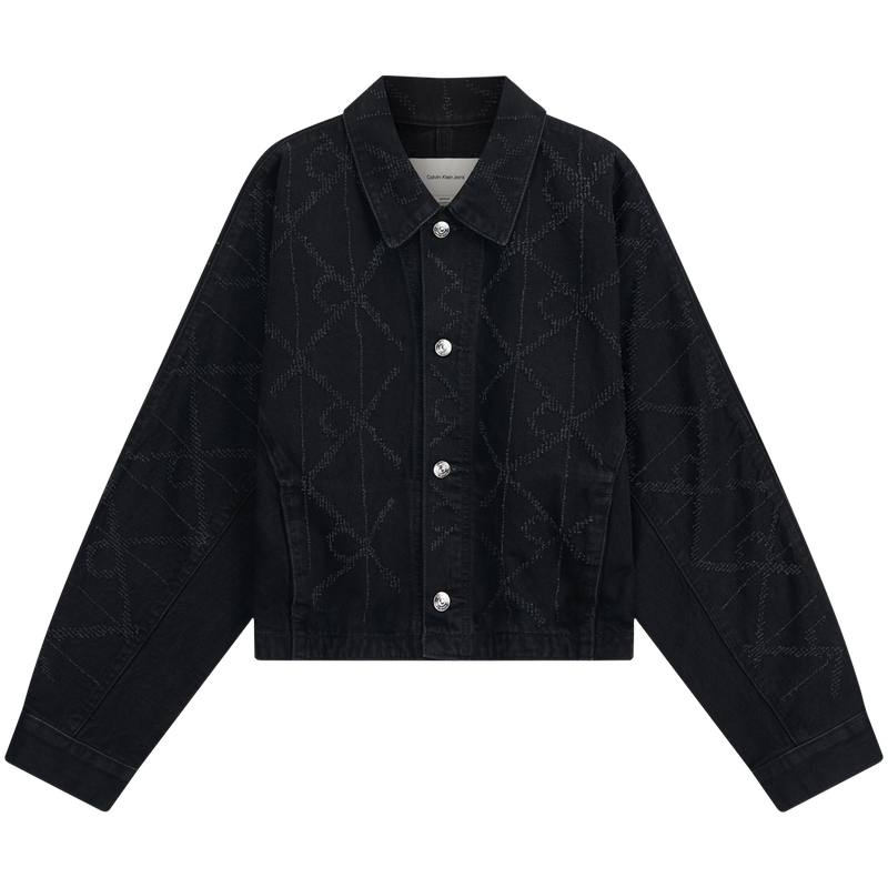 Calvin Klein Denim Jackets Women's 4B3 Space Black Lapel Moderate