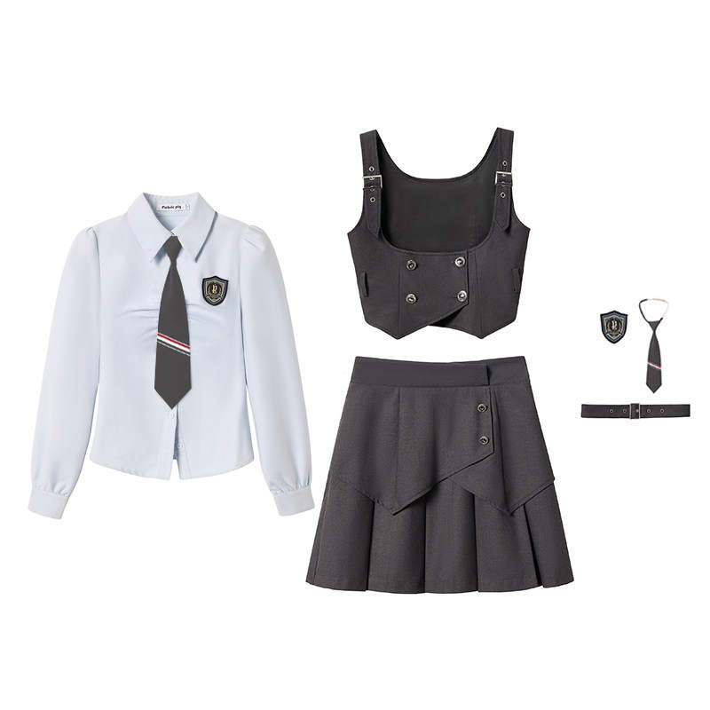 FABRIC PIG Uniforms Women's Lapel Moderate Short Skirt