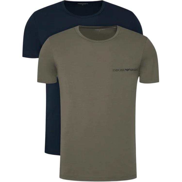 EMPORIO ARMANI T Shirts Men's Gray+Dark Blue Crew Neck Moderate Straight Fit