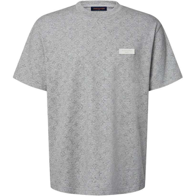 LOUIS VUITTON Monogram T Shirts Men's Gray Crew Neck Moderate Straight Fit