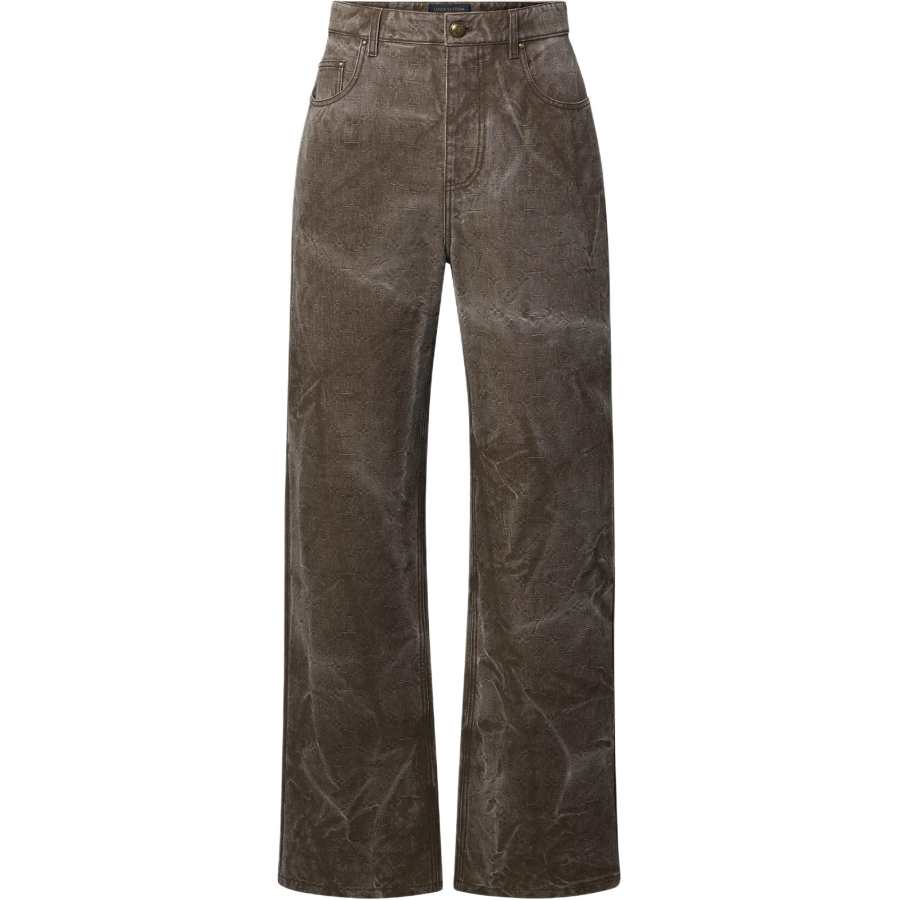 LOUIS VUITTON Damier Jeans Men's Marble Pattern Brown Moderate Straight Fit Pants