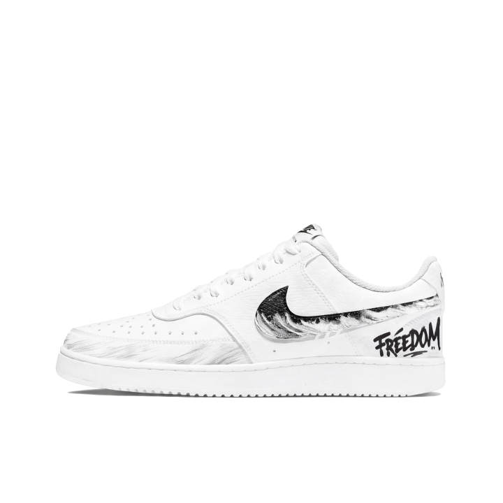 Nike Nike Court Vision 1 Skateboard Shoes Men's Low Top White Black Gray Graffiti Colorway