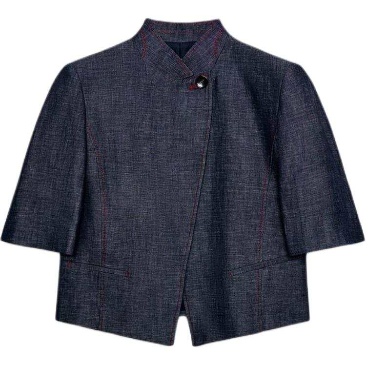 ZARA Business Suits Women's Indigo Stand Collar