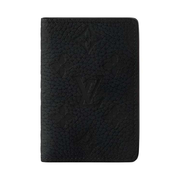 LOUIS VUITTON Pocket Organizer Pocket Cow Leather Wallet Passport Holder Unisex Black Monogram