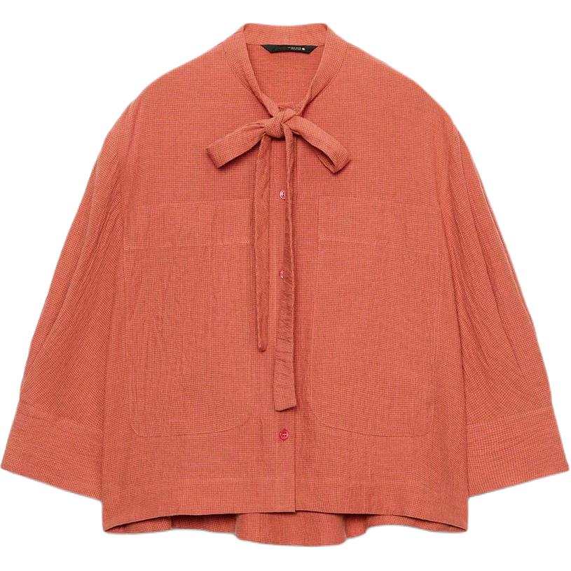 ZARA ZW Shirts Women's Dark Orange Stand Collar Moderate