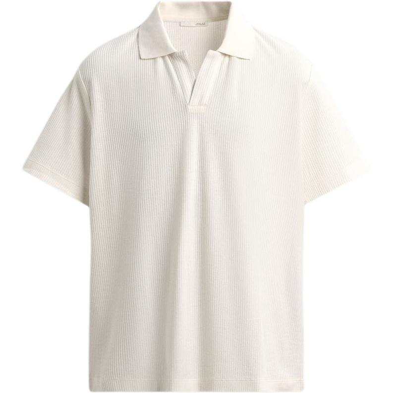 ZARA Polo Shirts Men's Frosted White Polo Collar Moderate Straight Fit